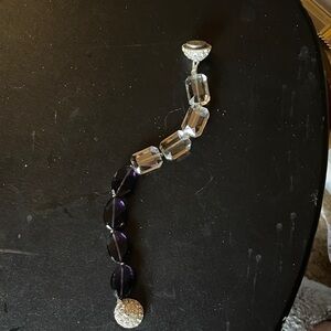 Handmade magnetic clasp Purple and Clear Beaded Bracelet